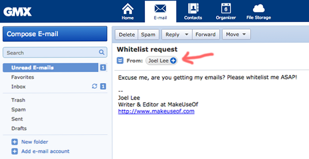 Whitelist von E-Mail-Adressen in GMX.
